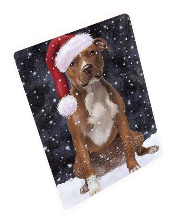 Let it Snow Christmas Holiday Pit Bull Dog Wearing Santa Hat Art Portrait Print Woven Throw Sherpa Plush Fleece Blanket D044