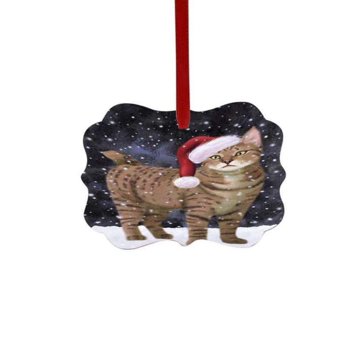 Let it Snow Christmas Holiday Pixie Bob Cat Double-Sided Photo Benelux Christmas Ornament LOR48652