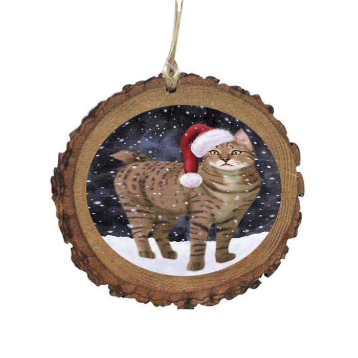 Let it Snow Christmas Holiday Pixie Bob Cat Wooden Christmas Ornament WOR48652