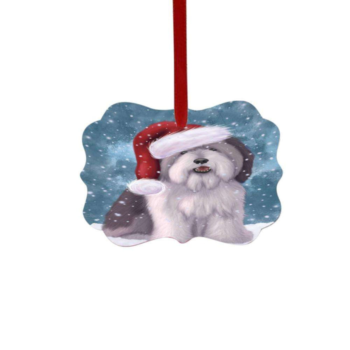 Let it Snow Christmas Holiday Polish Lowland Sheepdog Double-Sided Photo Benelux Christmas Ornament LOR48653