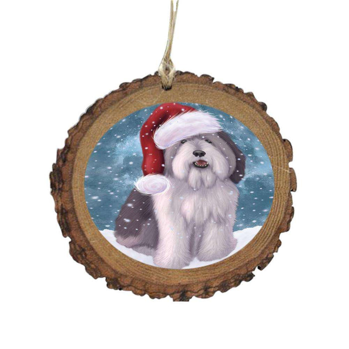 Let it Snow Christmas Holiday Polish Lowland Sheepdog Wooden Christmas Ornament WOR48653