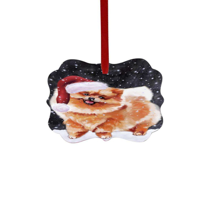 Let it Snow Christmas Holiday Pomeranian Dog Double-Sided Photo Benelux Christmas Ornament LOR48654
