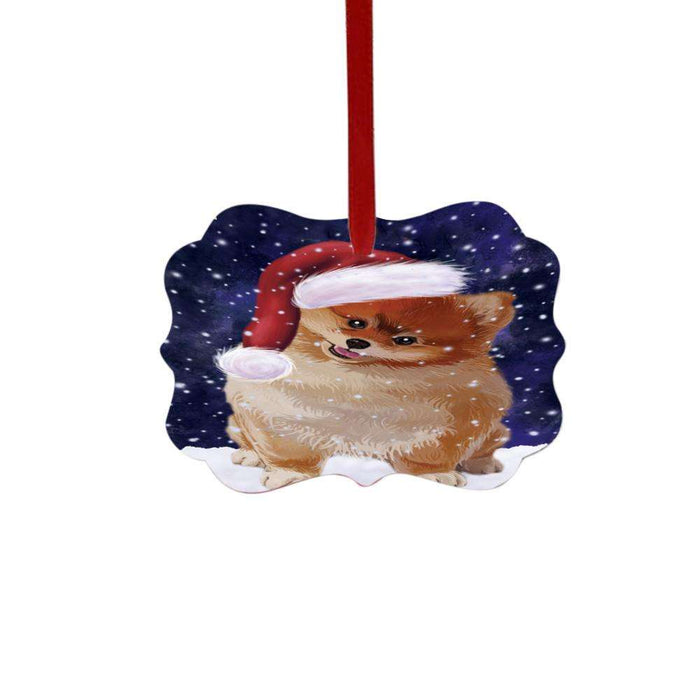 Let it Snow Christmas Holiday Pomeranian Dog Double-Sided Photo Benelux Christmas Ornament LOR48655