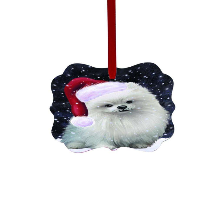 Let it Snow Christmas Holiday Pomeranian Dog Double-Sided Photo Benelux Christmas Ornament LOR48660