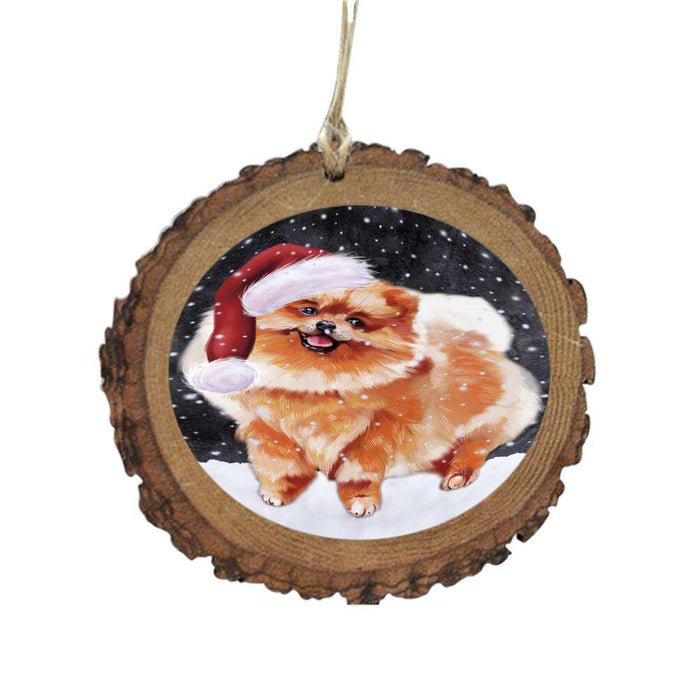 Let it Snow Christmas Holiday Pomeranian Dog Wooden Christmas Ornament WOR48654