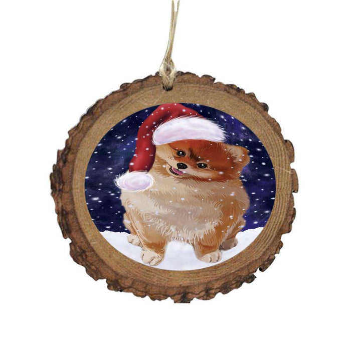 Let it Snow Christmas Holiday Pomeranian Dog Wooden Christmas Ornament WOR48655