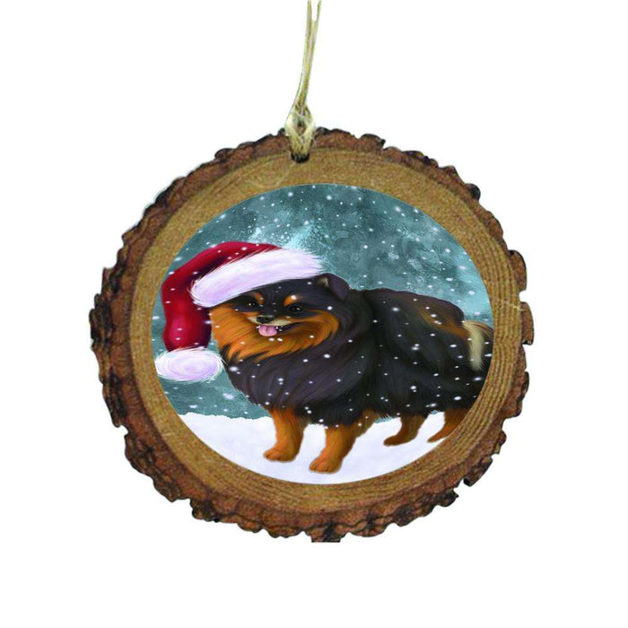 Let it Snow Christmas Holiday Pomeranian Dog Wooden Christmas Ornament WOR48658