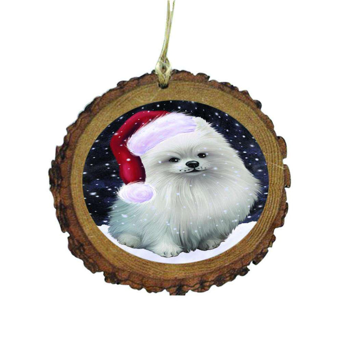 Let it Snow Christmas Holiday Pomeranian Dog Wooden Christmas Ornament WOR48660