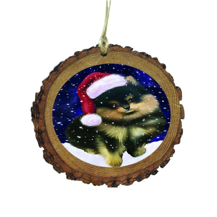 Let it Snow Christmas Holiday Pomeranian Dog Wooden Christmas Ornament WOR48661