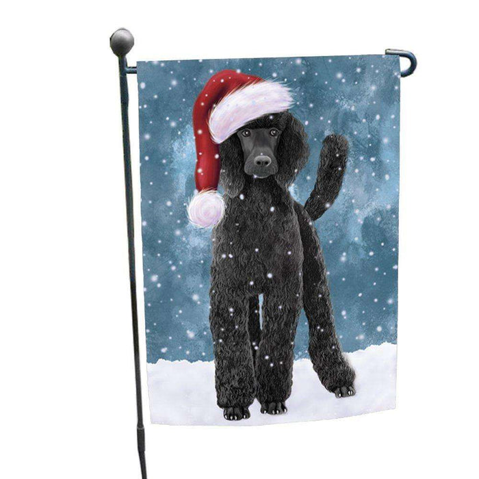 Let it Snow Christmas Holiday Poodle Black Dog Wearing Santa Hat Garden Flag D247