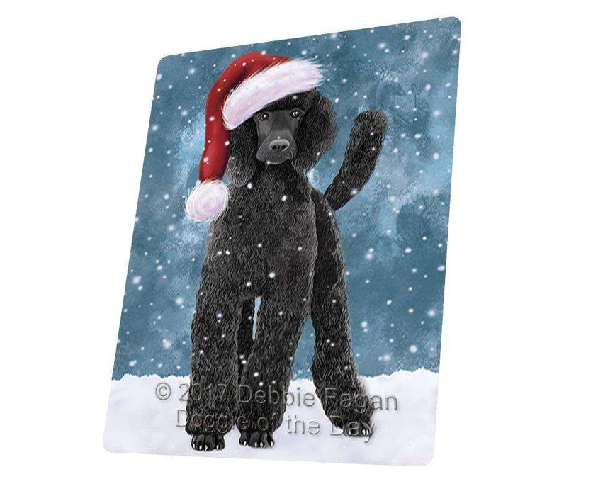 Let It Snow Christmas Holiday Poodle Black Dog Wearing Santa Hat Magnet Mini (3.5" x 2") D247