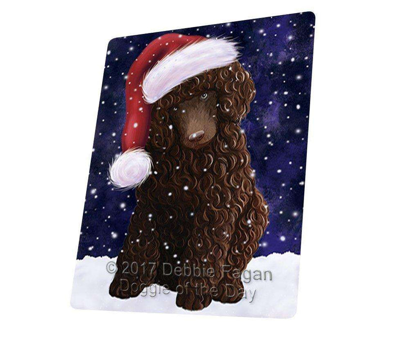 Let it Snow Christmas Holiday Poodle Brown Dog Wearing Santa Hat Large Refrigerator / Dishwasher Magnet D248