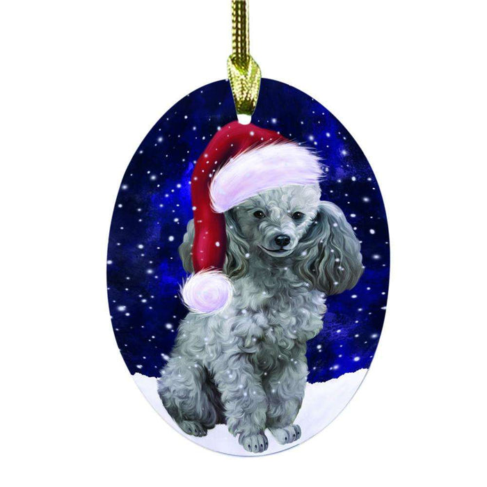 Let it Snow Christmas Holiday Poodle Dog Oval Glass Christmas Ornament OGOR48675