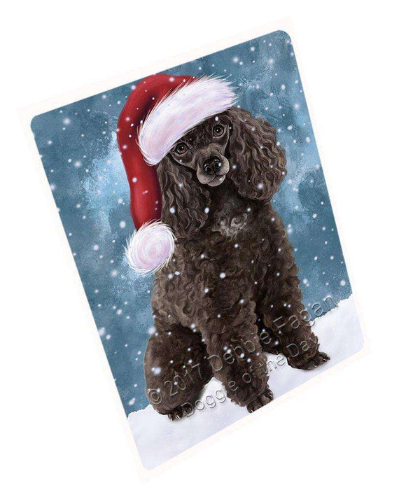 Let it Snow Christmas Holiday Poodle Dog Wearing Santa Hat Art Portrait Print Woven Throw Sherpa Plush Fleece Blanket D053