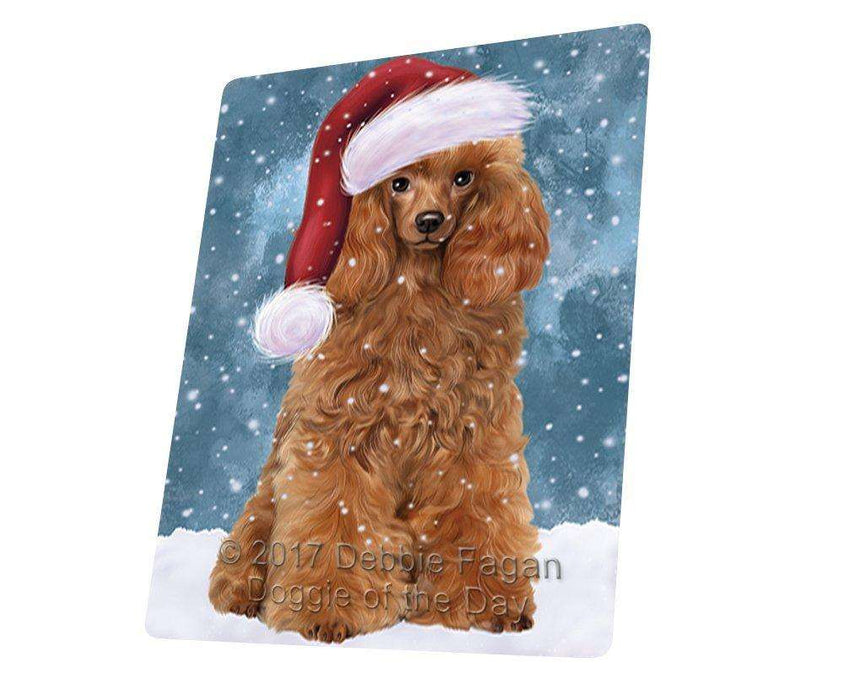 Let it Snow Christmas Holiday Poodle Dog Wearing Santa Hat Art Portrait Print Woven Throw Sherpa Plush Fleece Blanket D250