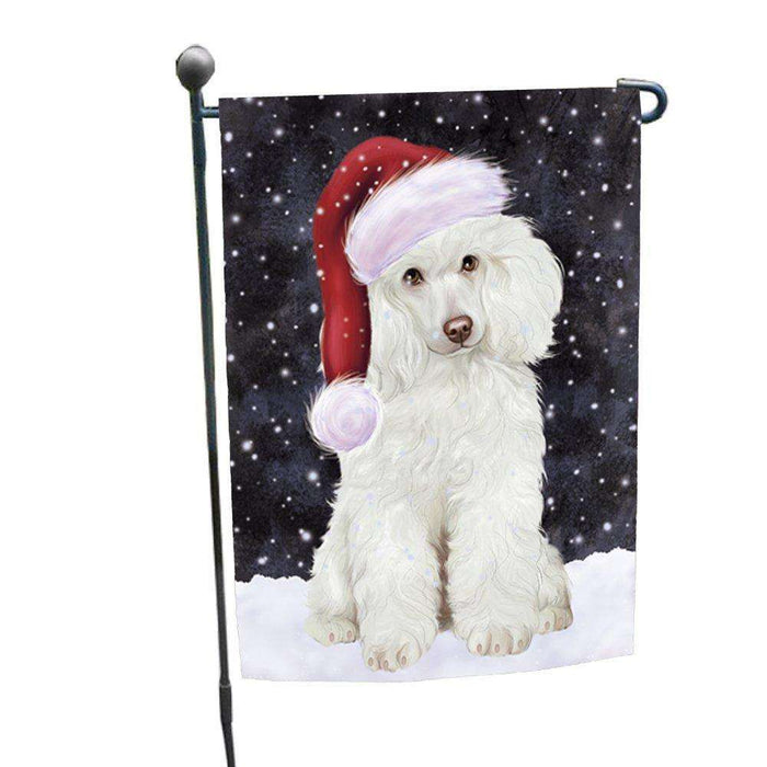 Let it Snow Christmas Holiday Poodle Dog Wearing Santa Hat Garden Flag D249