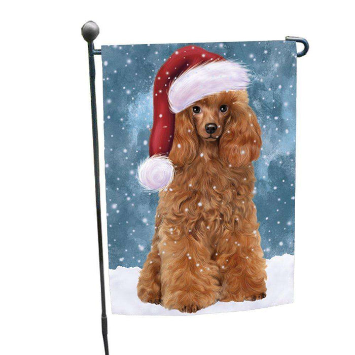 Let it Snow Christmas Holiday Poodle Dog Wearing Santa Hat Garden Flag D250