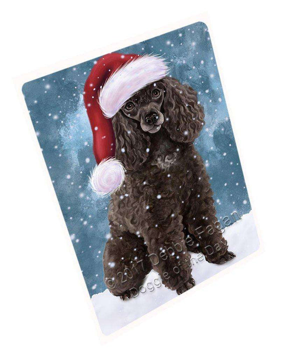 Let it Snow Christmas Holiday Poodle Dog Wearing Santa Hat Large Refrigerator / Dishwasher Magnet D053