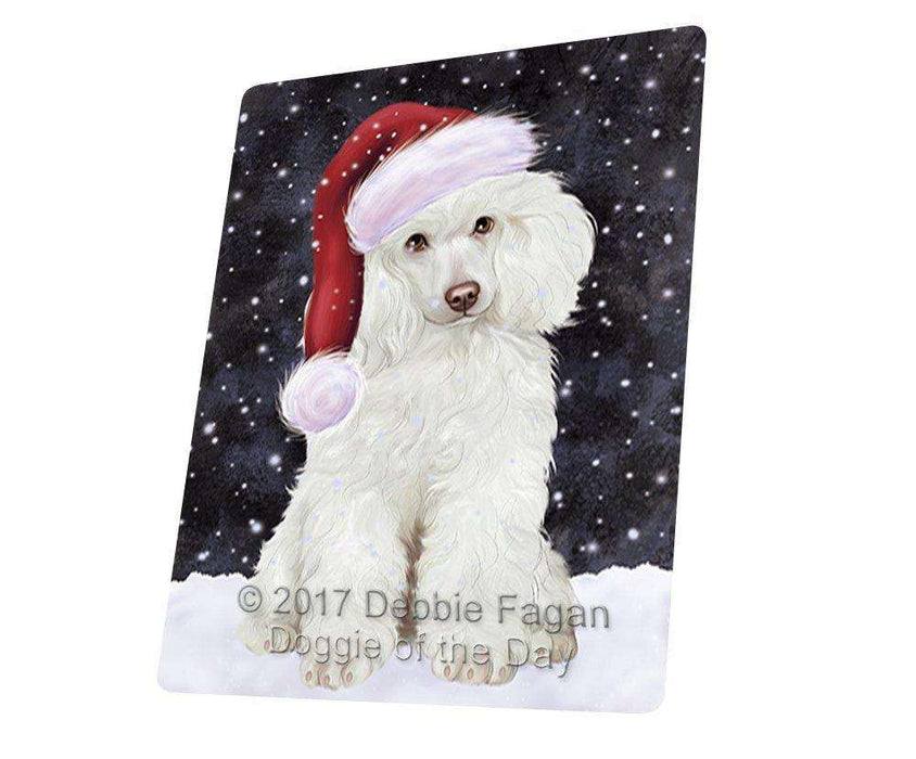 Let It Snow Christmas Holiday Poodle Dog Wearing Santa Hat Magnet Mini (3.5" x 2") D249