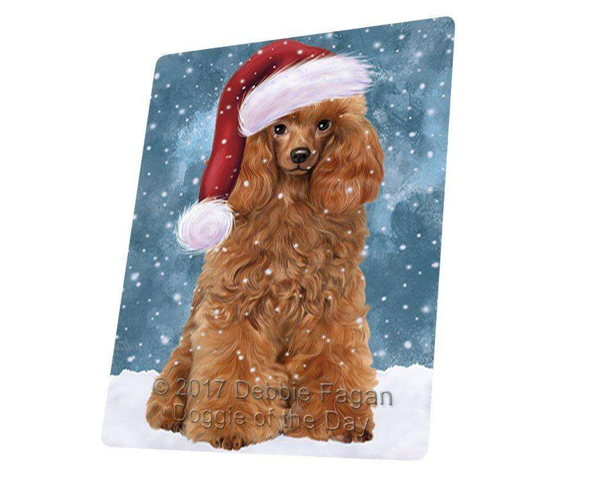 Let It Snow Christmas Holiday Poodle Dog Wearing Santa Hat Magnet Mini (3.5" x 2") D250