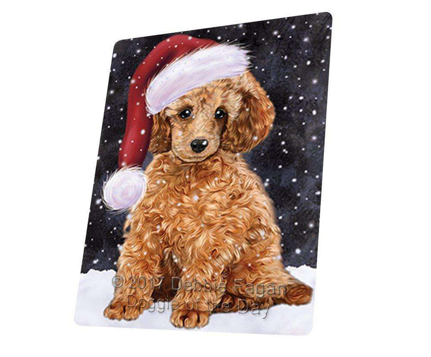 Let it Snow Christmas Holiday Poodle Dog Wearing Santa Hat Tempered Cutting Board