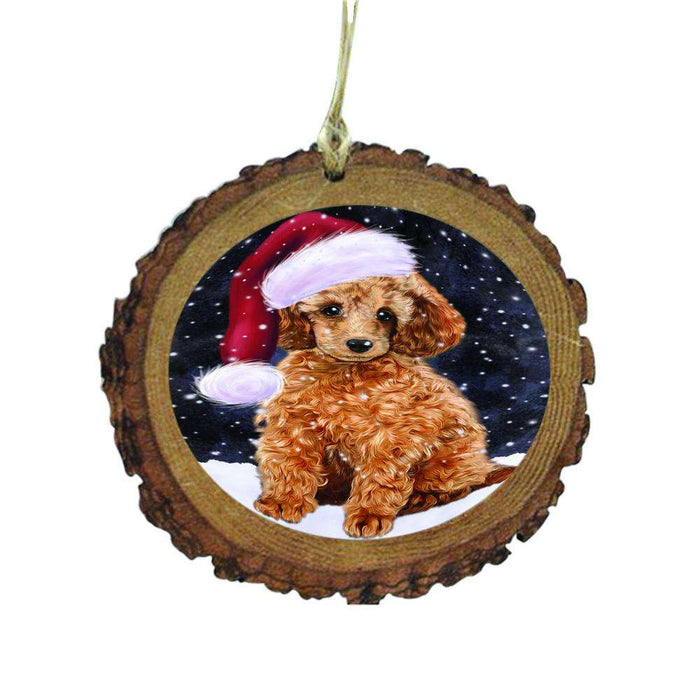 Let it Snow Christmas Holiday Poodle Dog Wooden Christmas Ornament WOR48663