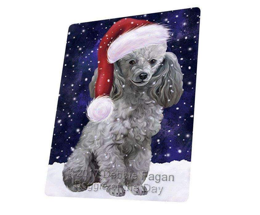 Let it Snow Christmas Holiday Poodles Dog Wearing Santa Hat Art Portrait Print Woven Throw Sherpa Plush Fleece Blanket