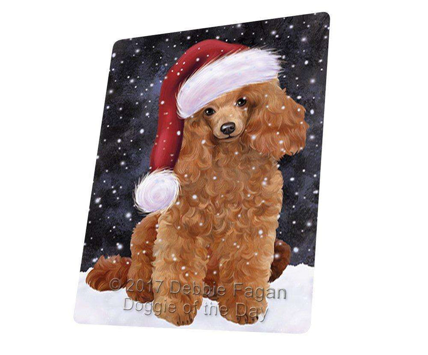 Let it Snow Christmas Holiday Poodles Dog Wearing Santa Hat Art Portrait Print Woven Throw Sherpa Plush Fleece Blanket