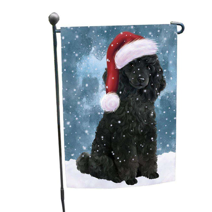 Let it Snow Christmas Holiday Poodles Dog Wearing Santa Hat Garden Flag