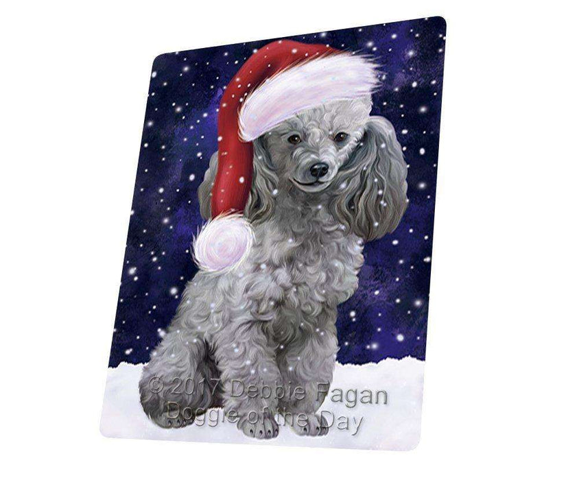 Let it Snow Christmas Holiday Poodles Dog Wearing Santa Hat Tempered Cutting Board