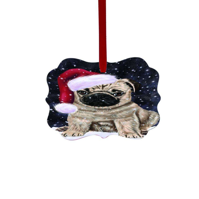 Let it Snow Christmas Holiday Pug Dog Double-Sided Photo Benelux Christmas Ornament LOR48679