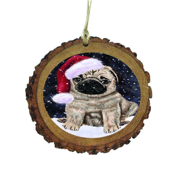 Let it Snow Christmas Holiday Pug Dog Wooden Christmas Ornament WOR48679