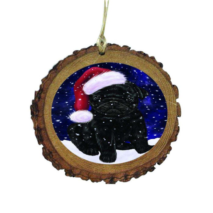 Let it Snow Christmas Holiday Pug Dog Wooden Christmas Ornament WOR48680