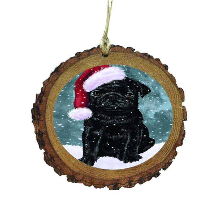 Let it Snow Christmas Holiday Pug Dog Wooden Christmas Ornament WOR48681