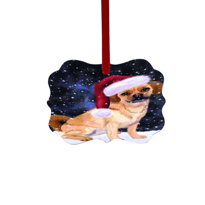 Let it Snow Christmas Holiday Puggle Dog Double-Sided Photo Benelux Christmas Ornament LOR48677