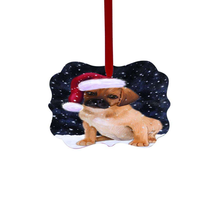 Let it Snow Christmas Holiday Puggle Dog Double-Sided Photo Benelux Christmas Ornament LOR48678