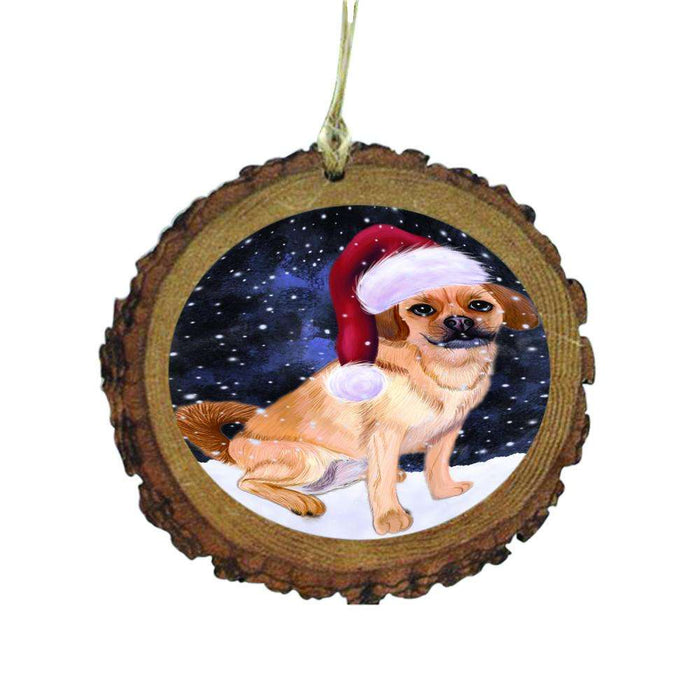 Let it Snow Christmas Holiday Puggle Dog Wooden Christmas Ornament WOR48677