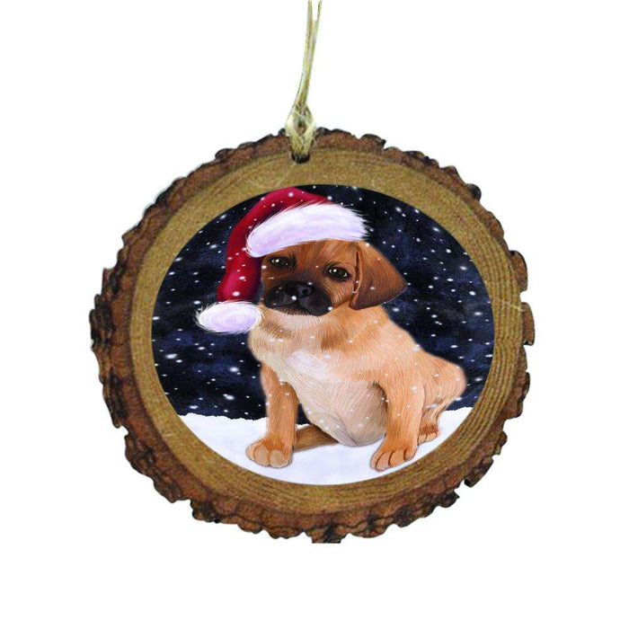 Let it Snow Christmas Holiday Puggle Dog Wooden Christmas Ornament WOR48678