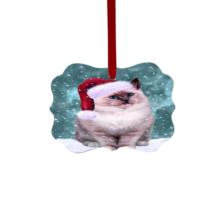 Let it Snow Christmas Holiday Ragdoll Cat Double-Sided Photo Benelux Christmas Ornament LOR48682