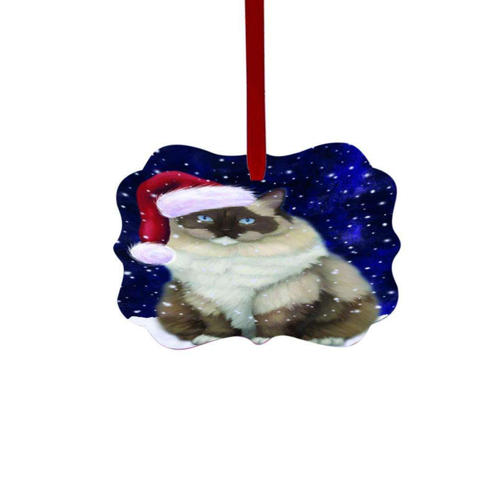 Let it Snow Christmas Holiday Ragdoll Cat Double-Sided Photo Benelux Christmas Ornament LOR48684