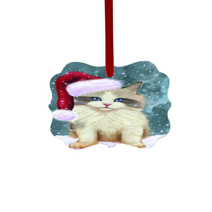 Let it Snow Christmas Holiday Ragdoll Cat Double-Sided Photo Benelux Christmas Ornament LOR48685