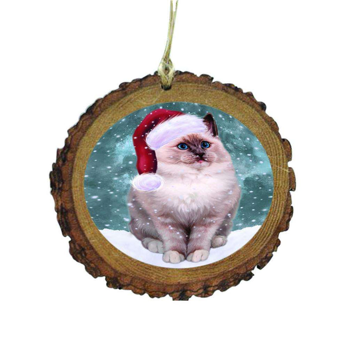 Let it Snow Christmas Holiday Ragdoll Cat Wooden Christmas Ornament WOR48682