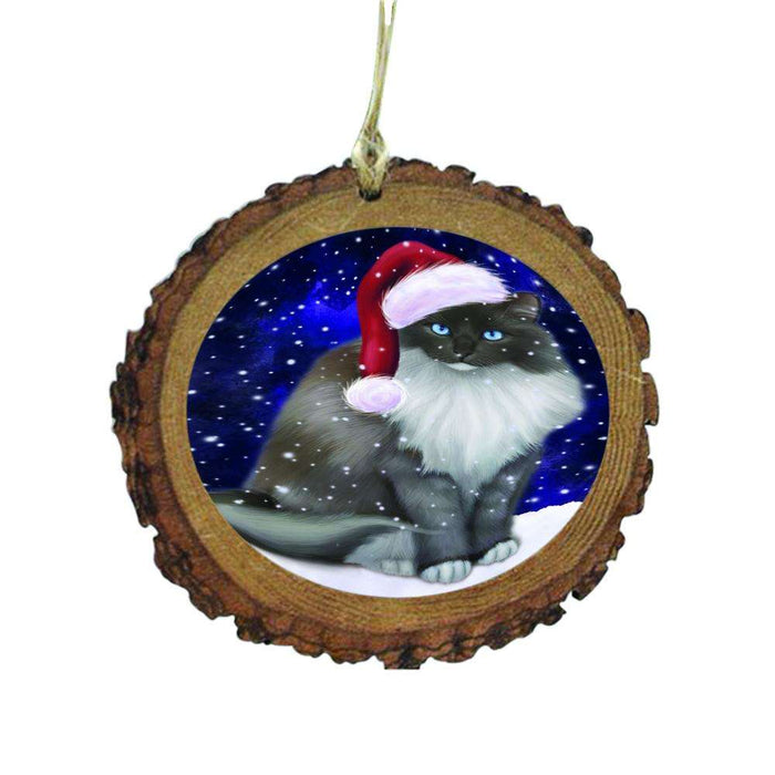 Let it Snow Christmas Holiday Ragdoll Cat Wooden Christmas Ornament WOR48683