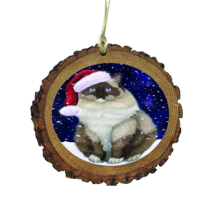 Let it Snow Christmas Holiday Ragdoll Cat Wooden Christmas Ornament WOR48684