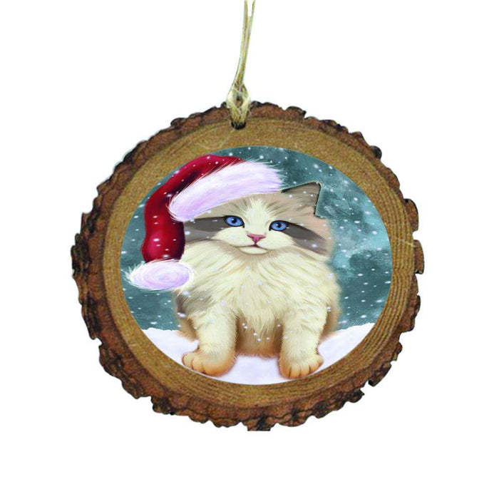 Let it Snow Christmas Holiday Ragdoll Cat Wooden Christmas Ornament WOR48685