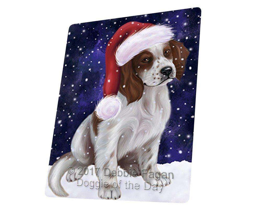 Let it Snow Christmas Holiday Red And White Irish Setter Puppy Dog Wearing Santa Hat Tempered Cutting Board