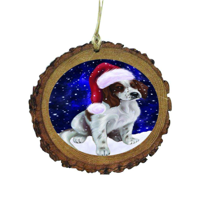 Let it Snow Christmas Holiday Red And White Irish Setter Puppy Wooden Christmas Ornament WOR48686