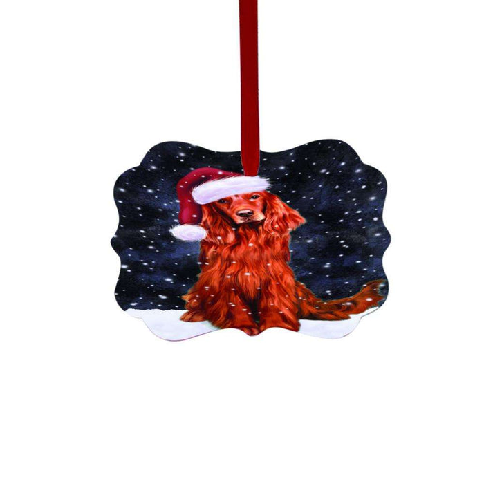 Let it Snow Christmas Holiday Red Irish Setter Dog Double-Sided Photo Benelux Christmas Ornament LOR48687