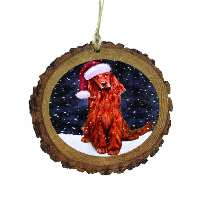 Let it Snow Christmas Holiday Red Irish Setter Dog Wooden Christmas Ornament WOR48687