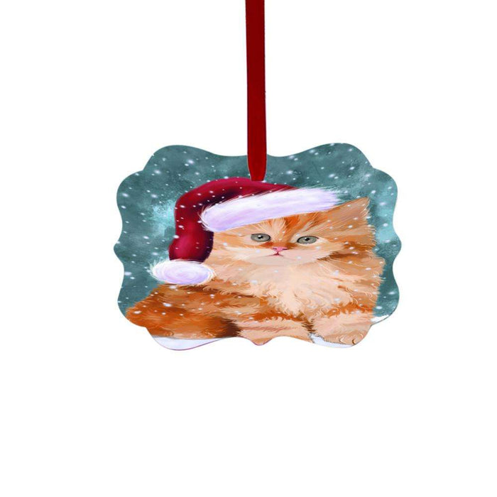 Let it Snow Christmas Holiday Red Persian Cat Double-Sided Photo Benelux Christmas Ornament LOR48688